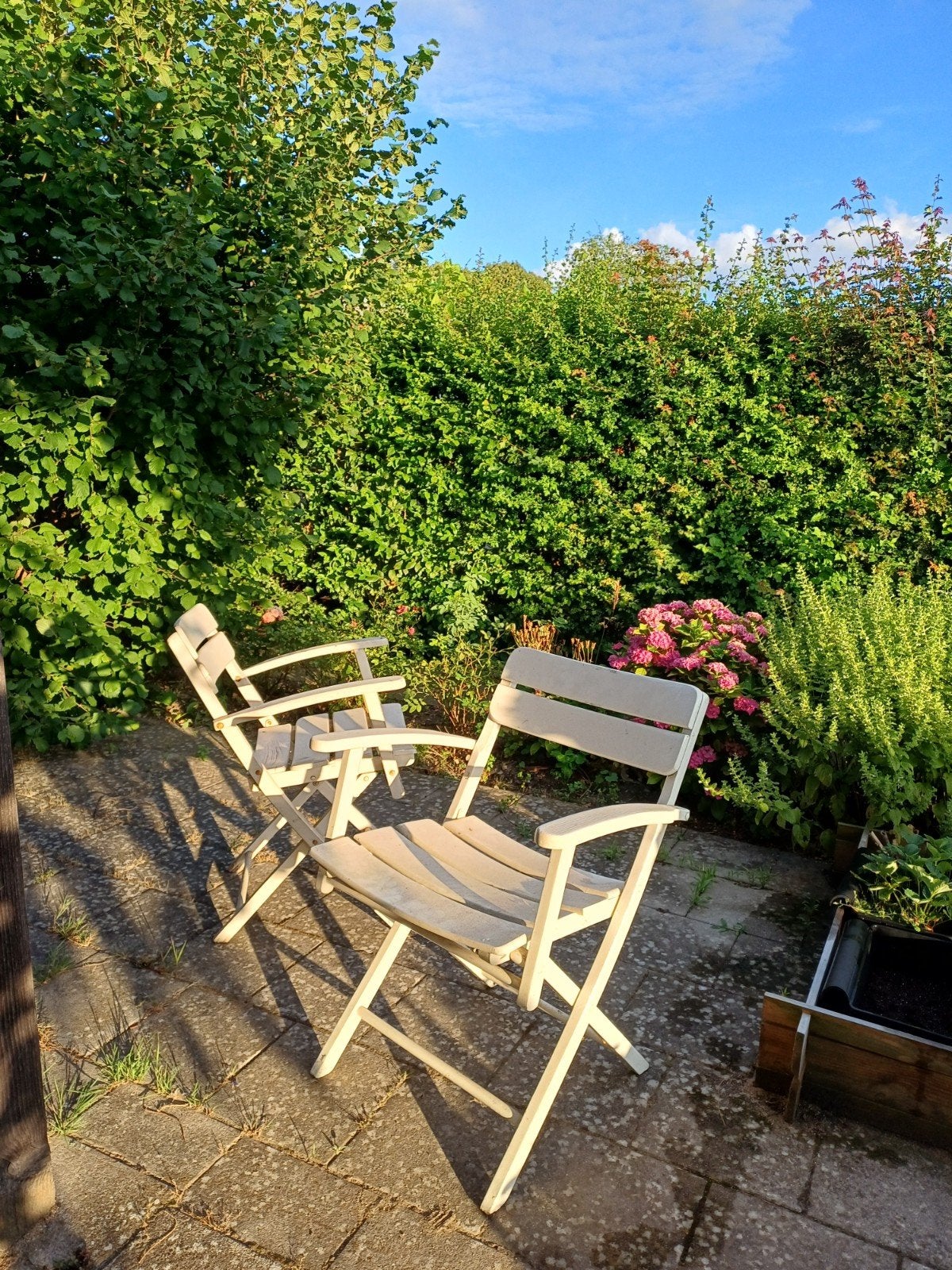 Herlag tuinstoelen - inklapbaar en wit, Tuin en Terras, Tuinstoelen, Gebruikt, Hout, Inklapbaar, Ophalen