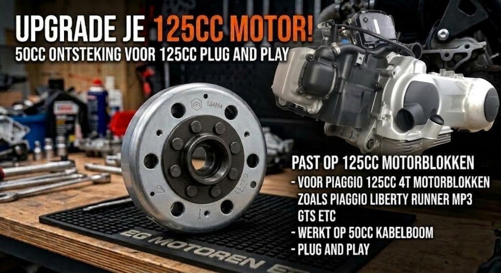 Piaggio 125cc AC Vliegwiel voor 50cc Kabelboom, Ophalen of Verzenden, Nieuw, Blok, Piaggio