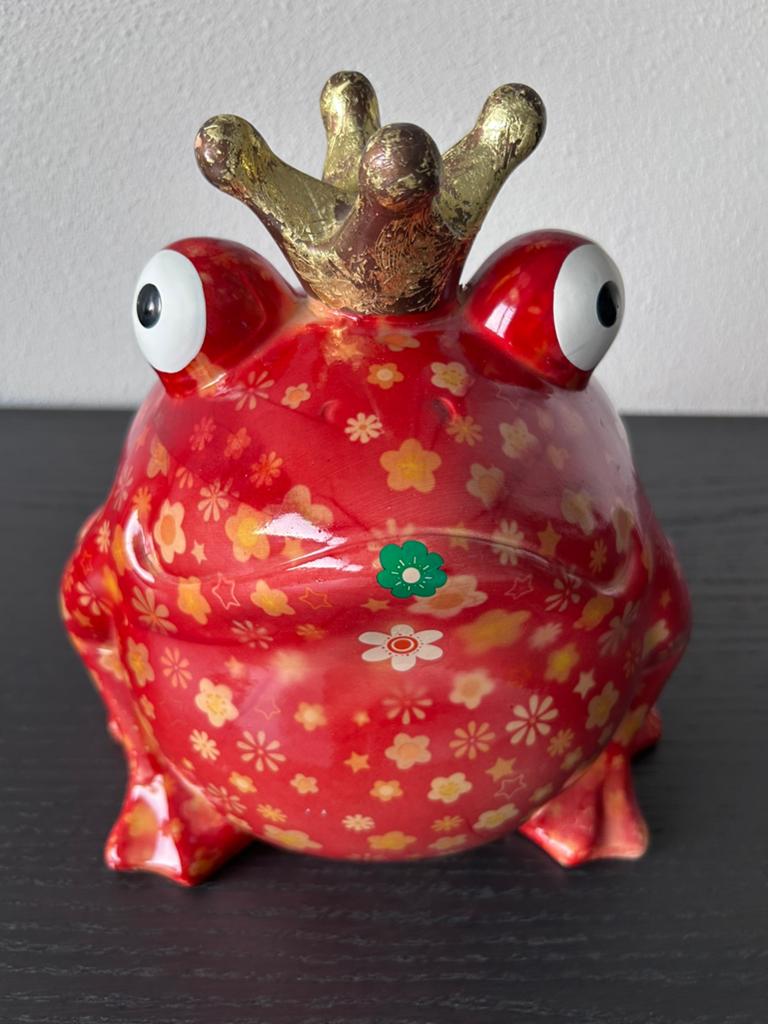 Pomme Pidou spaarpot Kikker met kroon (L), Verzamelen, Spaarpotten, Ophalen, Zo goed als nieuw, Steen, Aardewerk of Keramiek, Dier