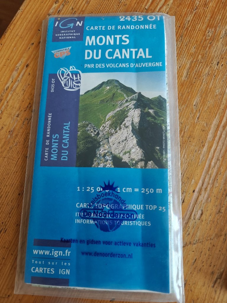 wandelkaart Monts du Cantal IGN 2435 OT, Gelezen, Ophalen of Verzenden, Landkaart, 2000 tot heden