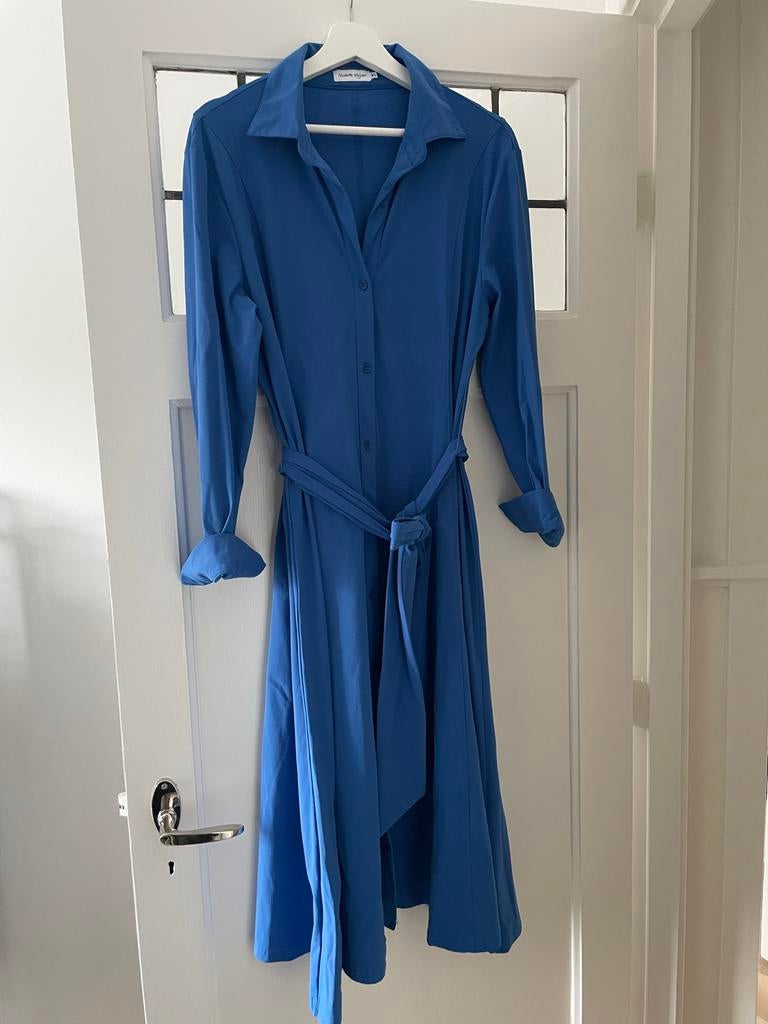 Nicolette Kluijver travelstof jurk - Blauw - Maat XL, Kleding | Dames, Blauw, Maat 42/44 (L), Ophalen of Verzenden, Zo goed als nieuw