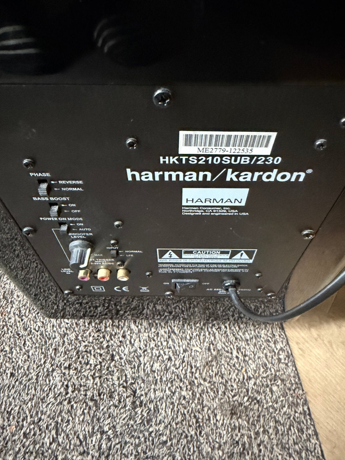 Harman Kardon HKTS210SUB/230 Subwoofer - Krachtige Bas, 150 watt of meer, Gebruikt, Subwoofer, Ophalen of Verzenden