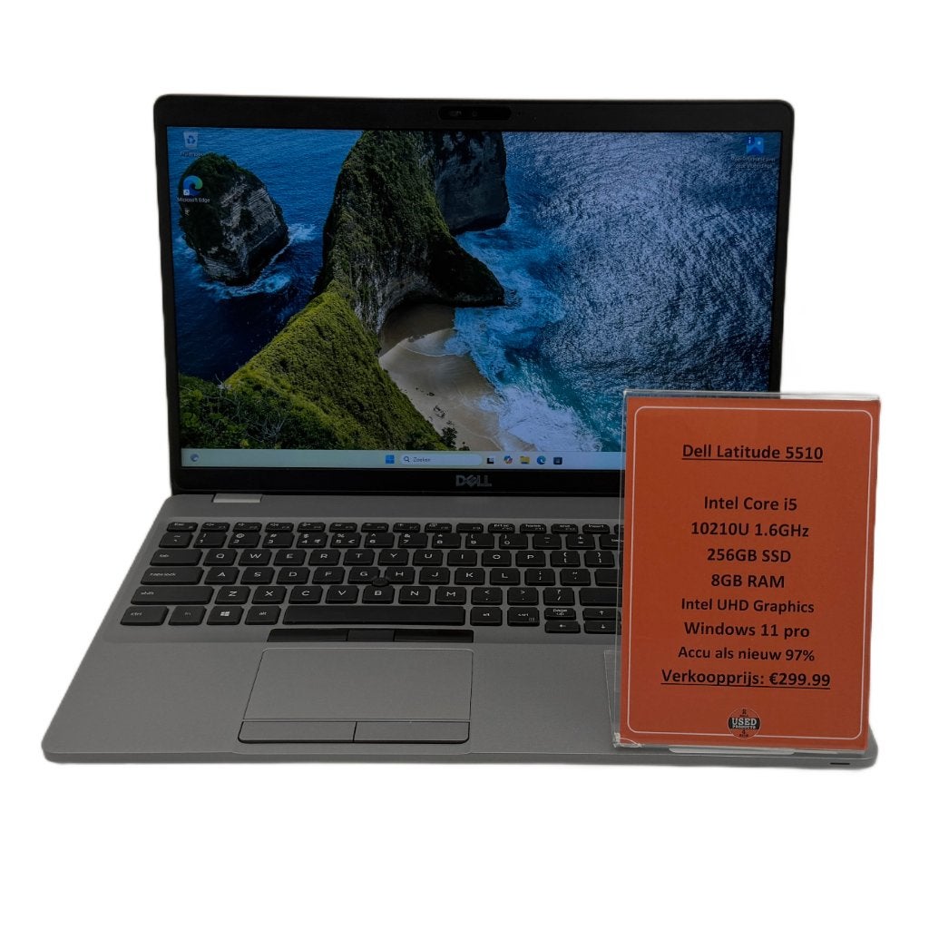 Dell Latitude 5510 Laptop | i5-10210U 256GB 8GB, 256 GB, Met videokaart, 2 tot 3 Ghz, Qwerty