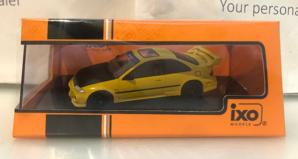 Ixo 1:43 Honda Civic EJ1 Coupe 1995 geel/matt zwart nieuw, Ophalen of Verzenden, Nieuw, Auto, Overige merken