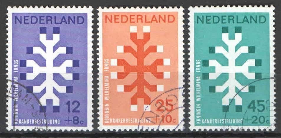 Nederland NVPH nr 927/9 gestempeld Kankerbestrijding 1969, Postzegels en Munten, Ophalen of Verzenden, Na 1940, Gestempeld