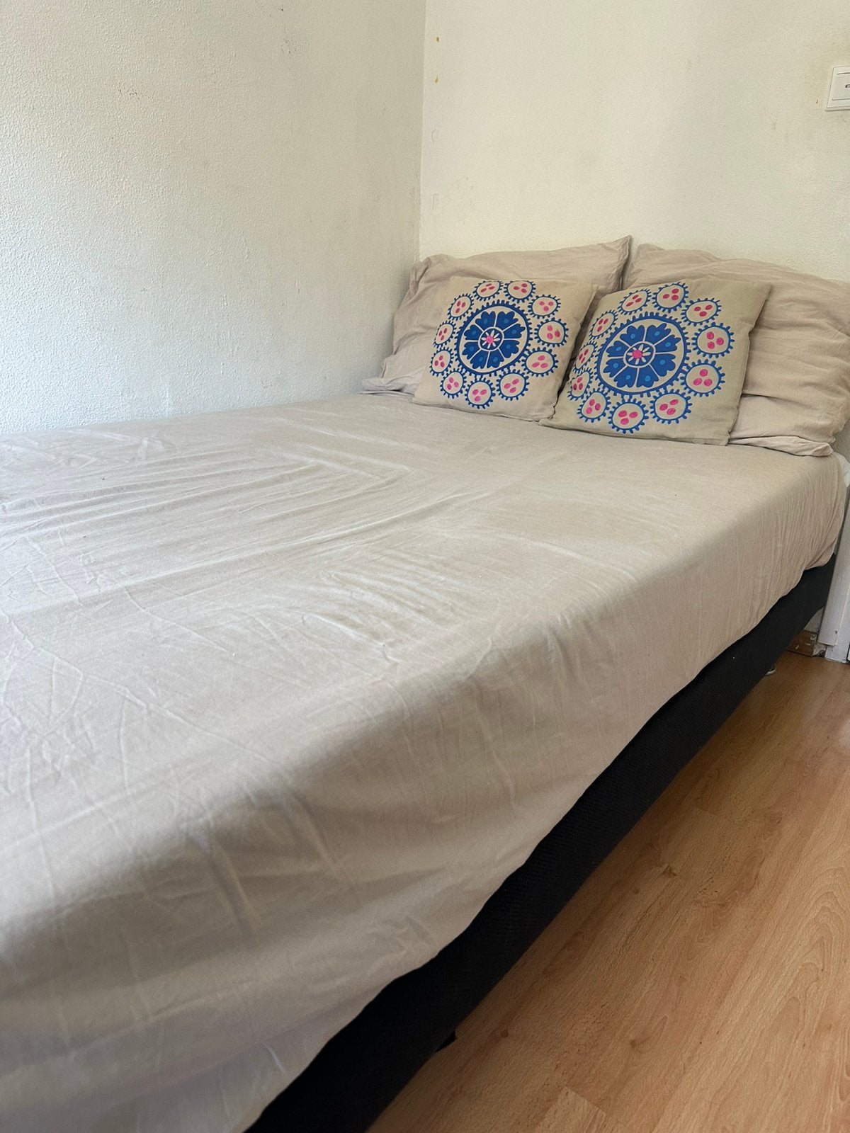 Boxspring twijfelaar 120x200cm, Ophalen, Zwart, Zo goed als nieuw, Twijfelaar