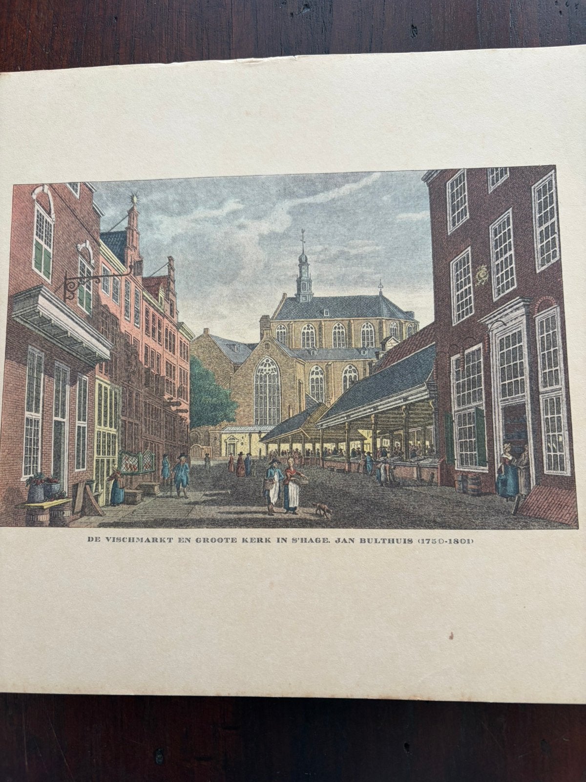 Vismarkt of de Grote of SintJacobskerk Den Haag, Antiek en Kunst, Kunst | Etsen en Gravures, Ophalen of Verzenden