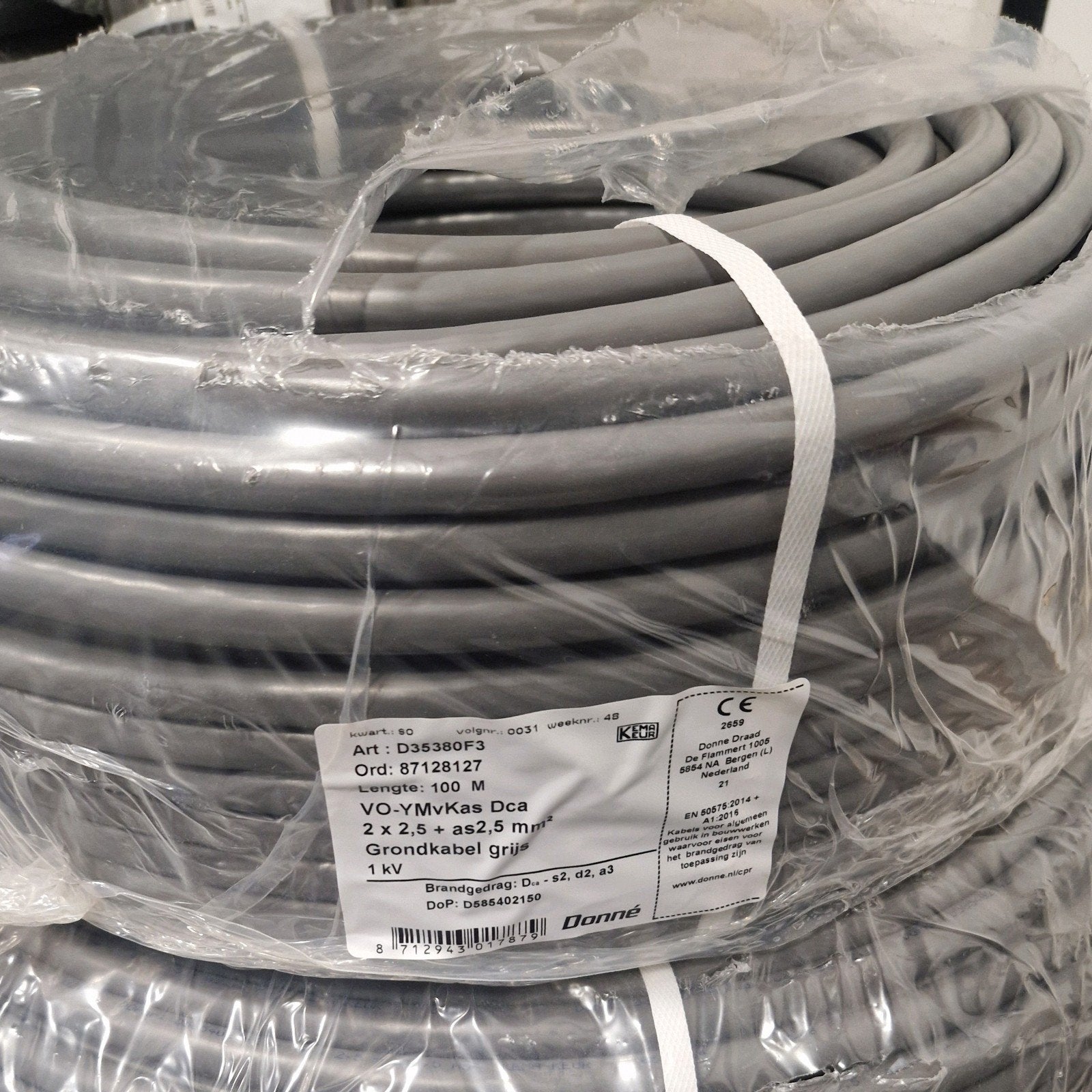 grondkabel ymvk-as 2x2.5mm2 plus 2.5mm Donne kabel, Doe-het-zelf en Verbouw, Ophalen, Nieuw, Kabel of Snoer