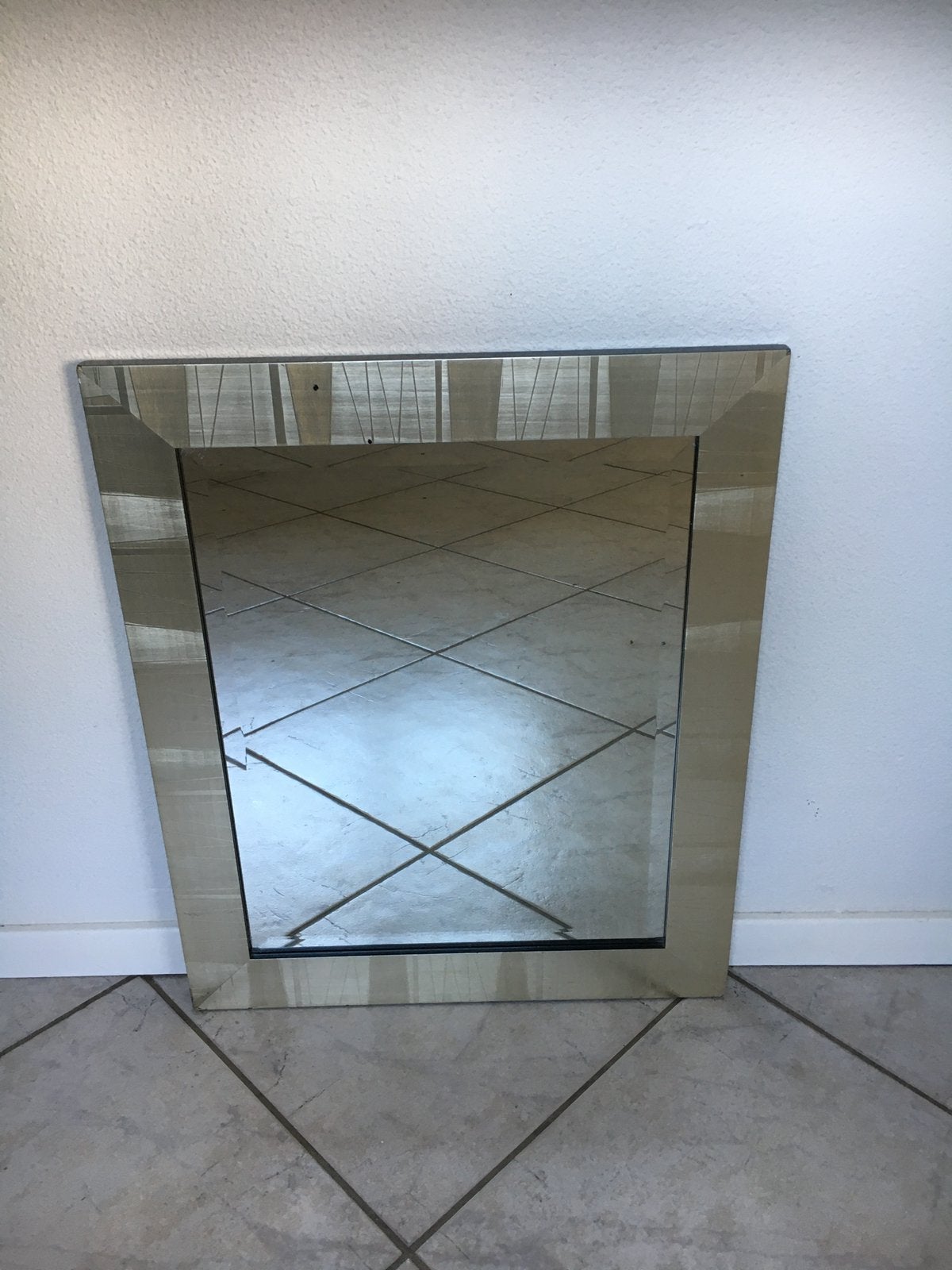 Wandspiegel facet geslepen H61xB51 of H51xB61 rand goud/zilv, Ophalen, Gebruikt, Minder dan 100 cm, Rechthoekig
