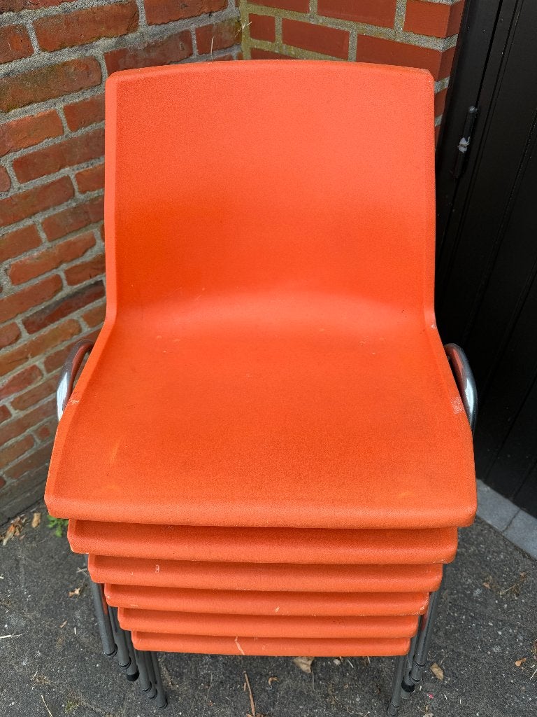 Oranje stoelen vintage, Huis en Inrichting, Ophalen, Overige kleuren, Retro-Vintage, Zo goed als nieuw