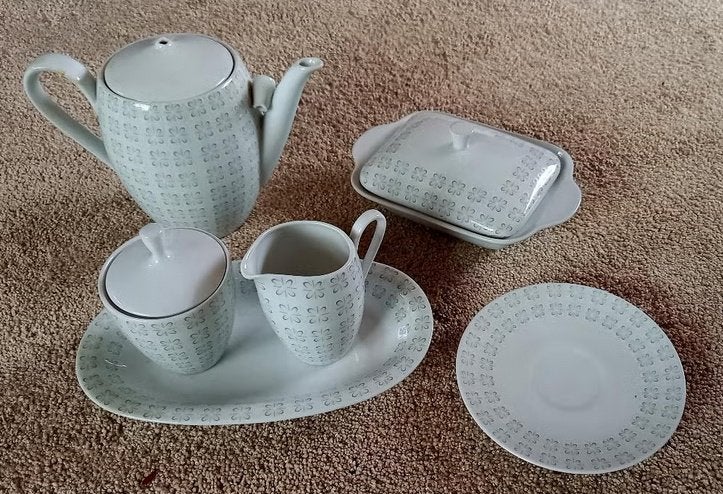 Oud Winterling Bavaria Servies, keurige staat, wit met grijs, Antiek en Kunst, Antiek | Servies compleet, Ophalen of Verzenden