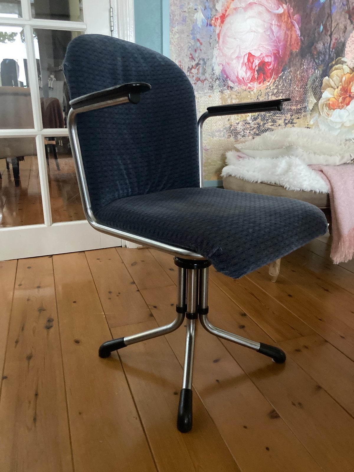 Gispen 356 bureaustoel industrieel design, Ophalen, Gebruikt, Blauw, Bureaustoel