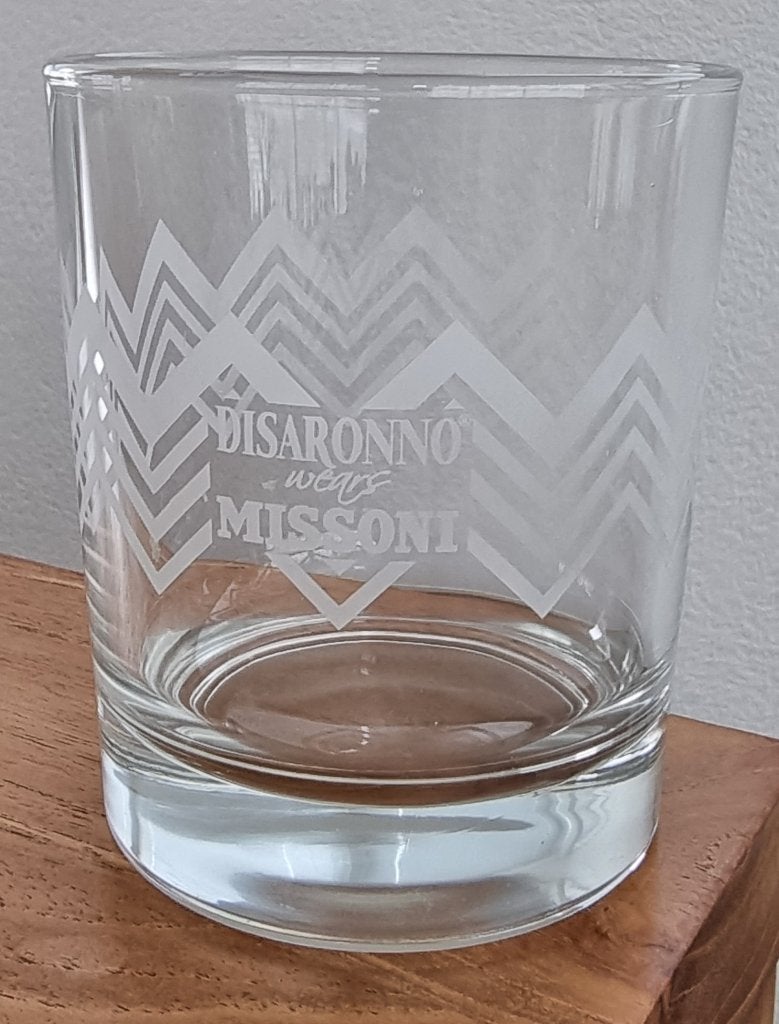 Set van 2 Disaronno wears Missoni glazen - limited edition, Ophalen of Verzenden, Zo goed als nieuw, Overige typen