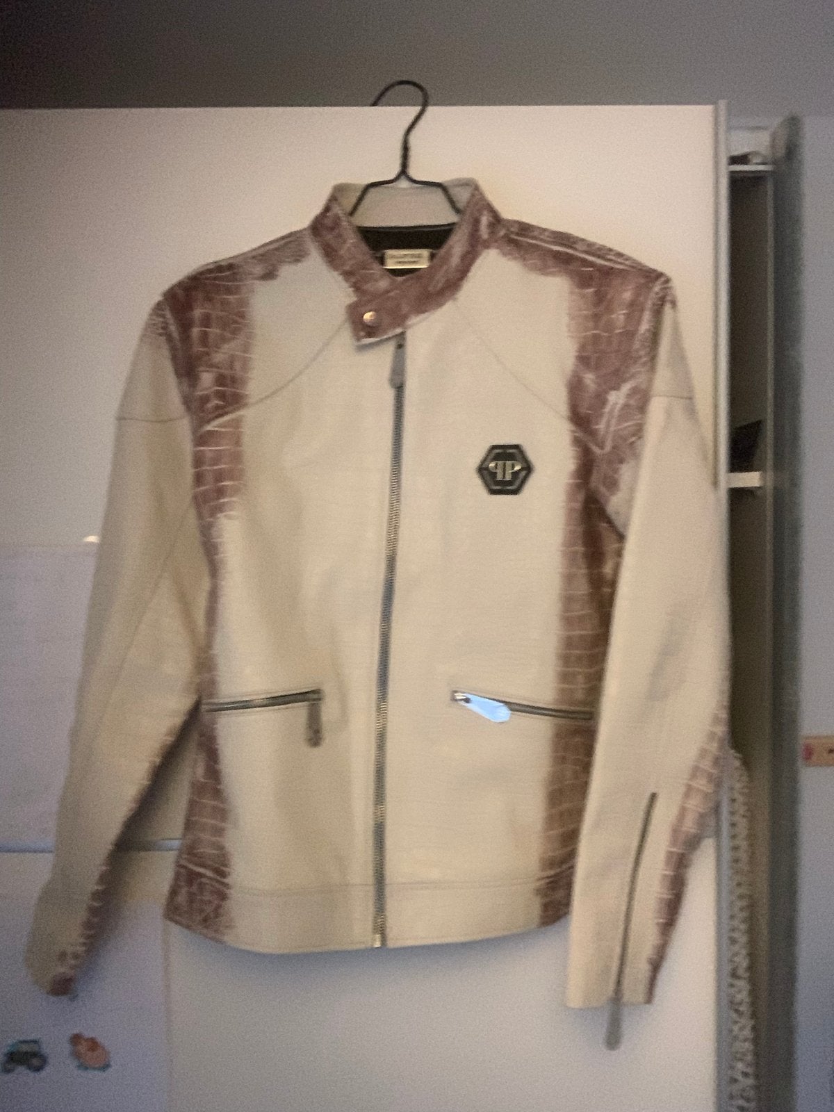 Philipp Plein Leren Jas met Krokodillenprint, Kleding | Heren, Ophalen of Verzenden, Zo goed als nieuw, Maat 48/50 (M), Meerkleurig