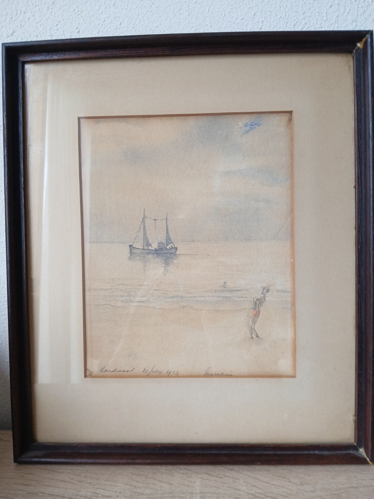 Aquarel "Zandvoort 1953", Ophalen, Maritiem / water, Gedateerd, Oud hollands