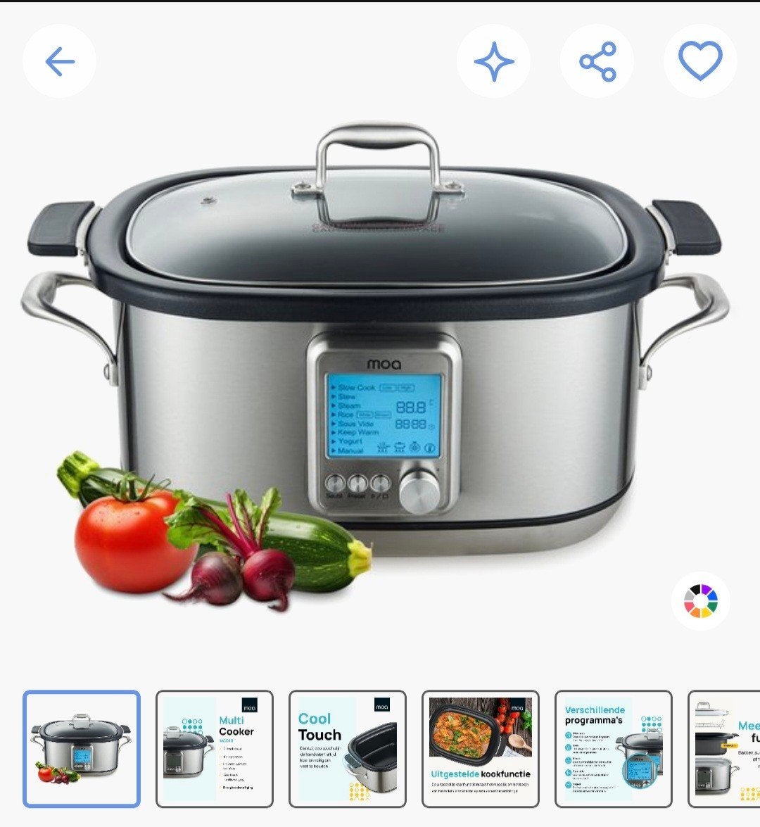 MOA Multicooker - Slowcooker, Stomen, Rijstkoker, Yoghurt, Ophalen, 4 liter of meer, 3 snelheden of meer, Zo goed als nieuw