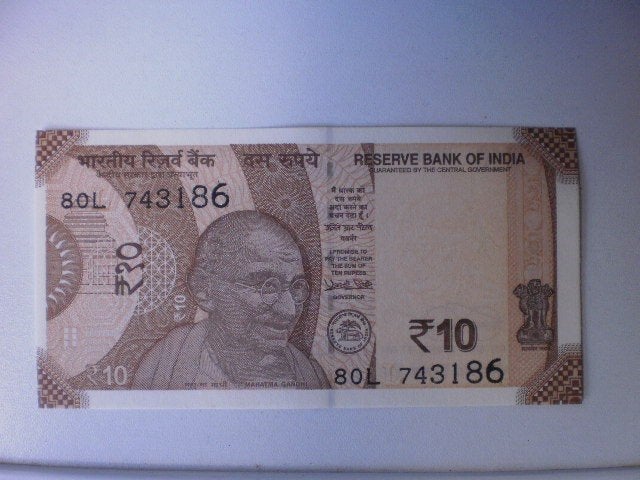 India - 10 Rupiah - Bankbiljet, Verzenden, Zuid-Azië, Los biljet