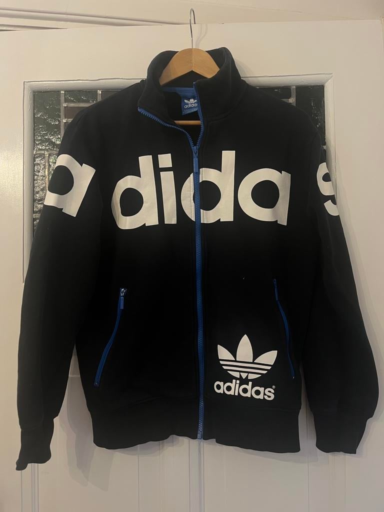 Vintage Adidas hoodie/vest in zwart/kobaltblauw-superstaat, Kleding | Heren, Truien en Vesten, Ophalen of Verzenden, Gedragen