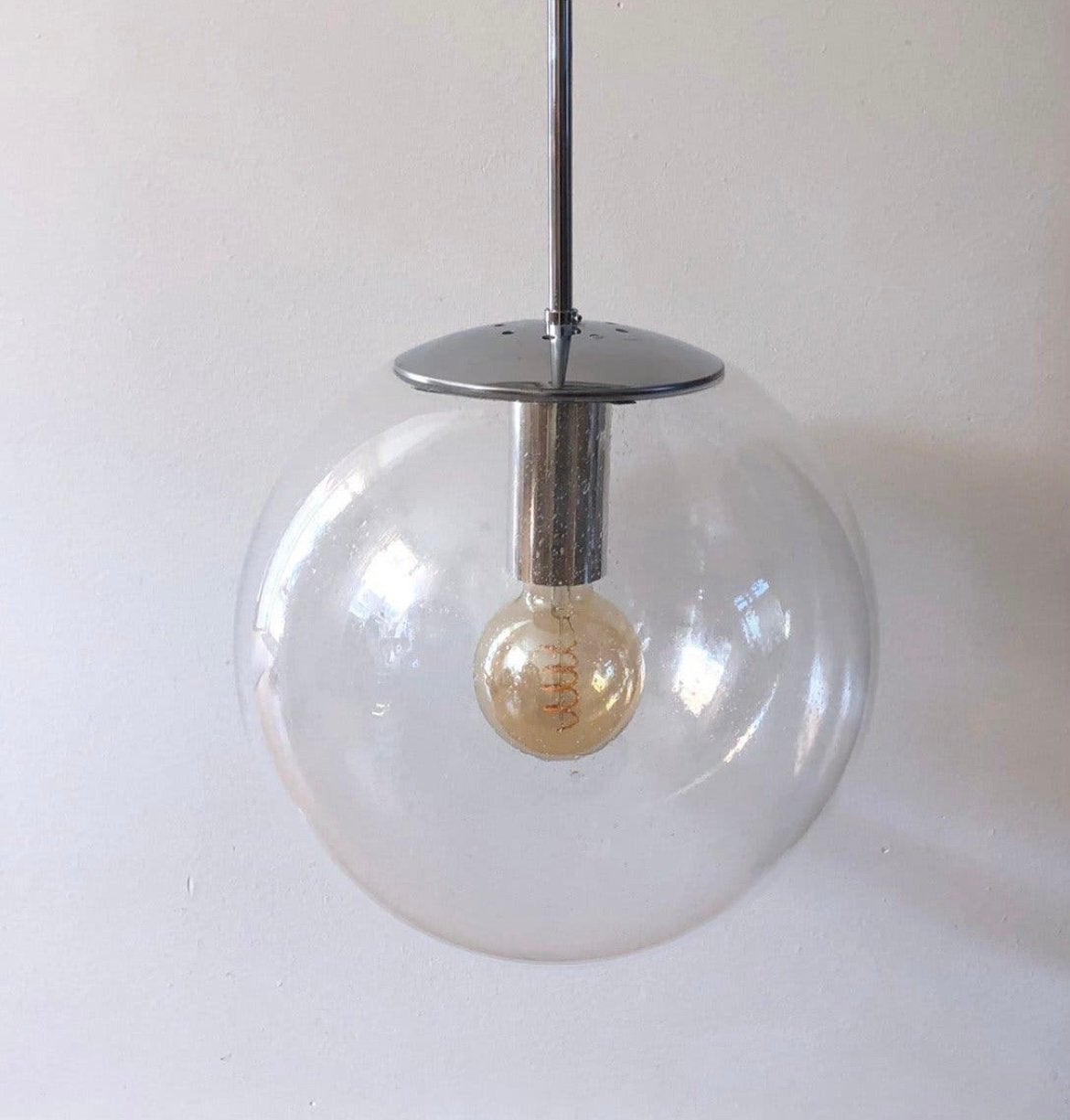 Glashütte Limburg Globe (bollamp) hanglamp  Ø35cm | ‘60, Midcentury modern, Zo goed als nieuw, Glas, E27 (groot)
