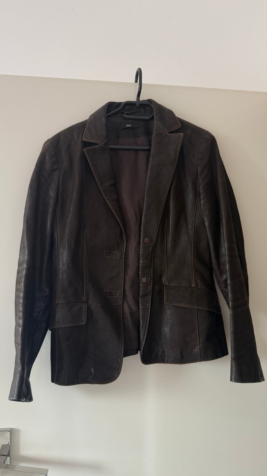 BOSS Hugo Boss Leren Jasje Maat 40 Bruin, Bruin, Jasje, Gedragen, Ophalen