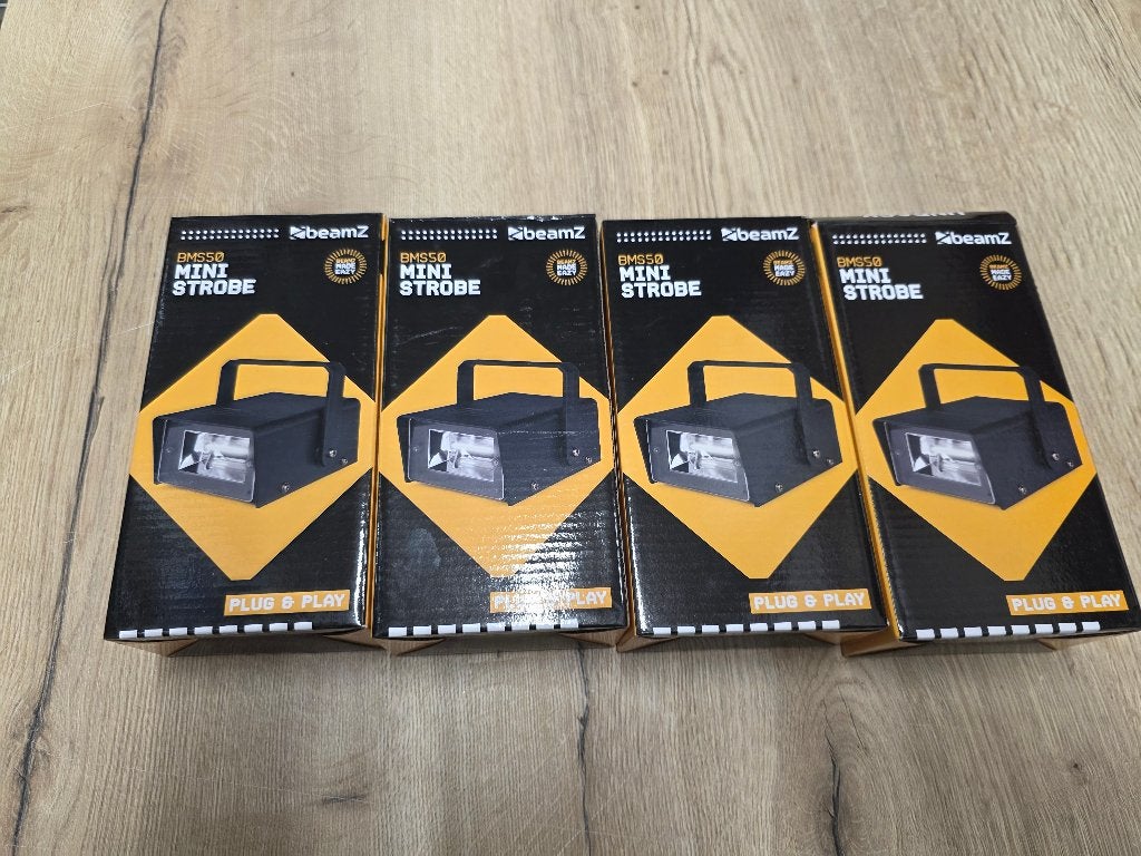 4x Beamz BMS50 Mini Strobe 50, Muziek en Instrumenten, Licht en Laser, Stroboscoopeffect, ., Ophalen of Verzenden, Zo goed als nieuw