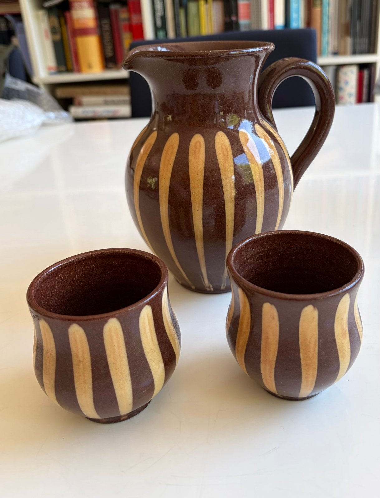 Retro set Schenkkan met kopjes, vintage, Ophalen of Verzenden