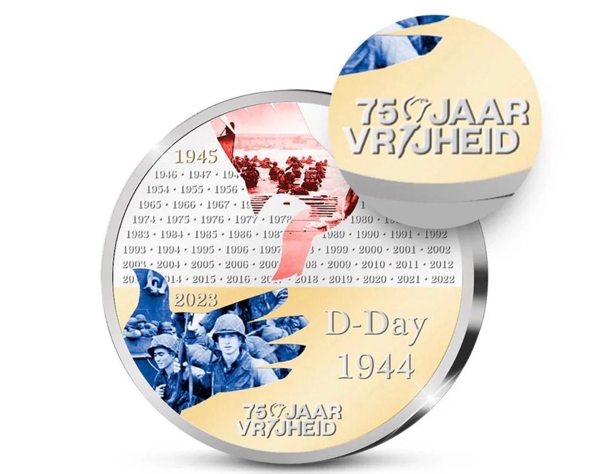 Herdenkingsmunt 75 Jaar Vrijheid D-Day 1944, Ophalen of Verzenden, Koningin Wilhelmina, Overige waardes, Losse munt