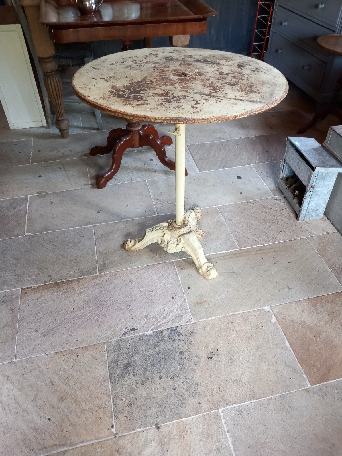 Oude franse gietijzeren tafel, Antiek en Kunst, Ophalen
