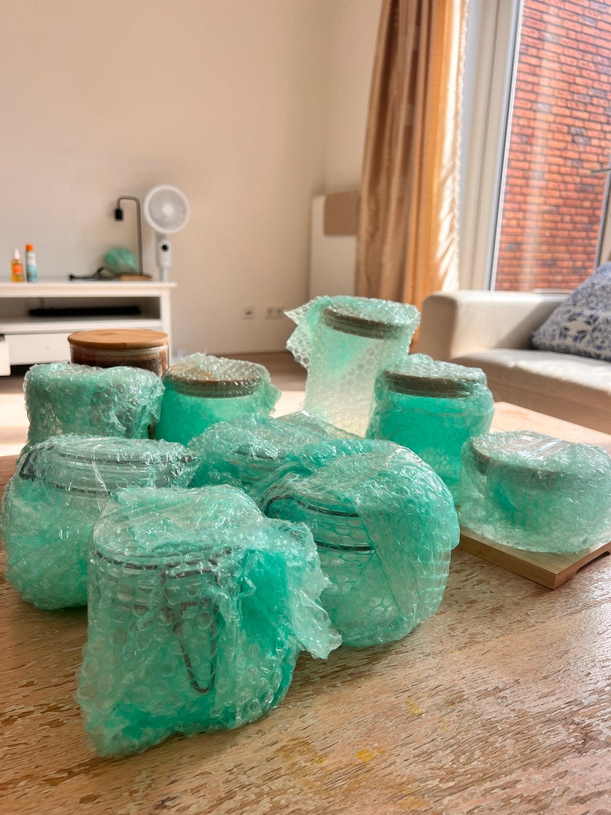 11 glazen potjes met bamboe deksel voorraad, Ophalen, Minder dan 50 cm, 5 – 50, Glas