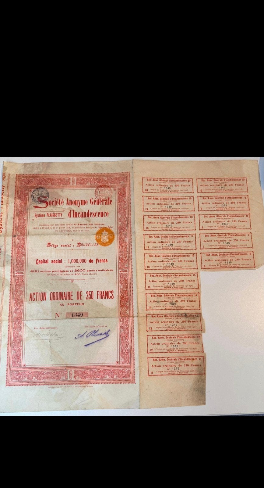 Oud aandeel, Ophalen of Verzenden, Voor 1920, Aandeel