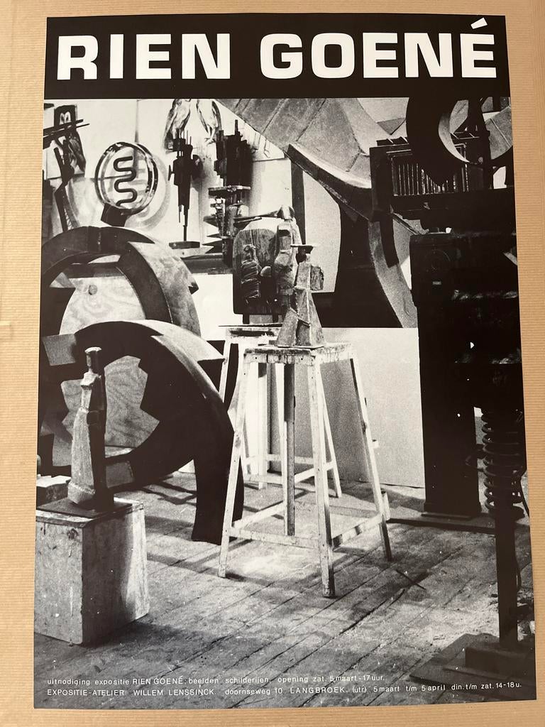 Rien Goené Expositie Poster - Beelden en Schilderijen, Verzamelen, Posters, Gebruikt, Overige onderwerpen, A1 t/m A3, Rechthoekig Staand