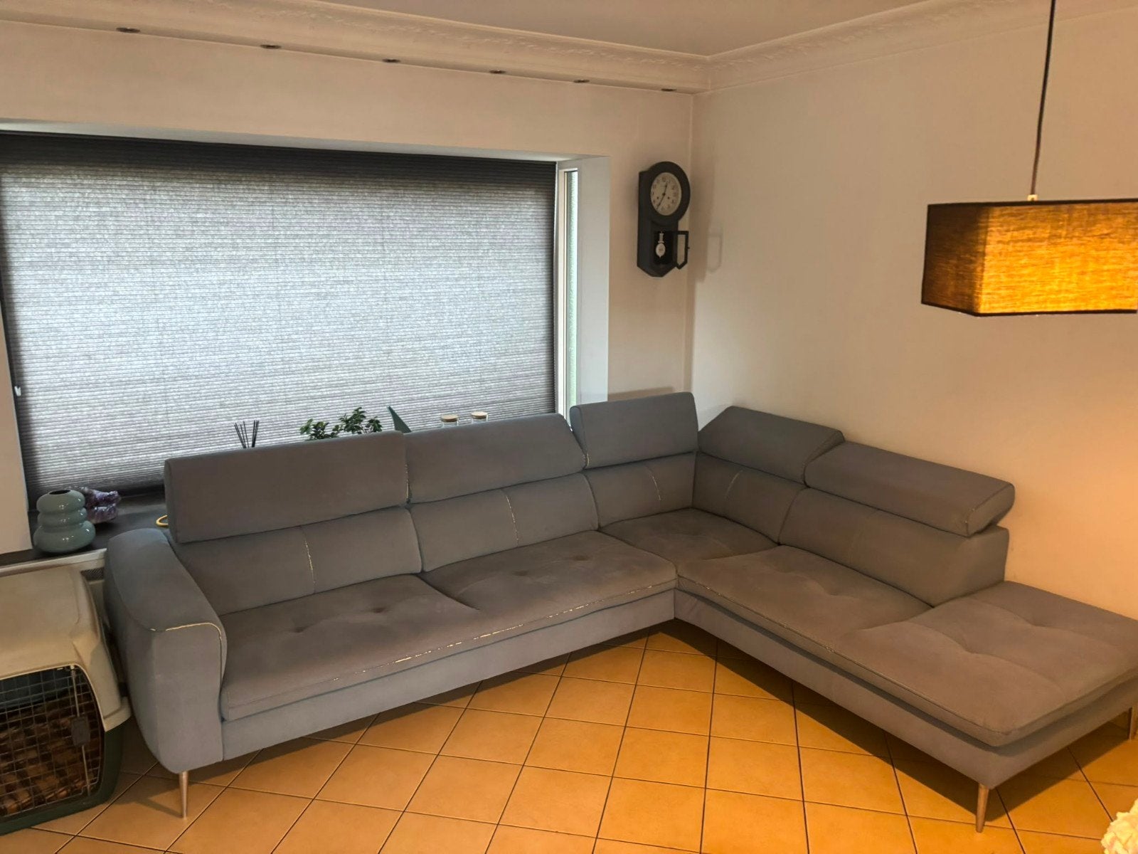 Lichtblauwe hoekbank (twee delen), rookvrij, z.s.m. ophalen, Huis en Inrichting, Banken | Bankstellen, Ophalen, Gebruikt, 100 tot 125 cm
