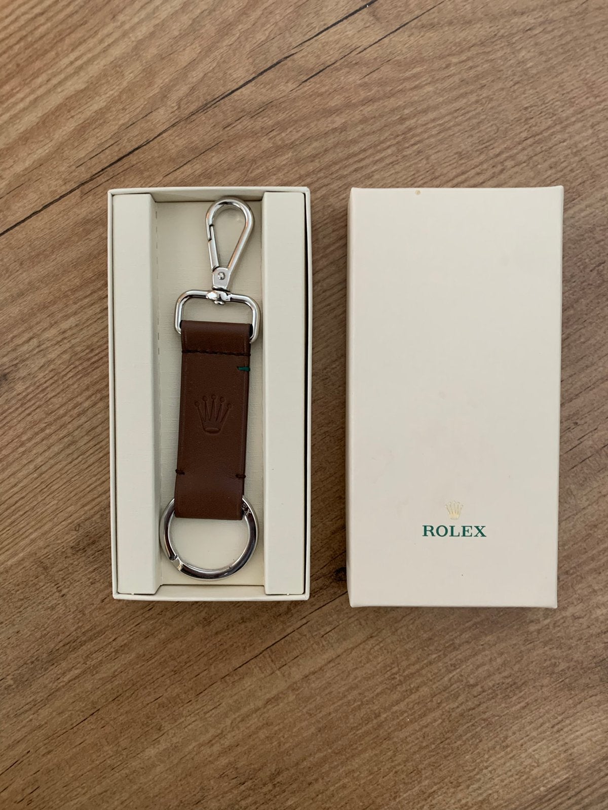 Luxe Rolex Sleutelhanger - Bruin Leer met Logo, Ophalen of Verzenden, Nieuw, Merk