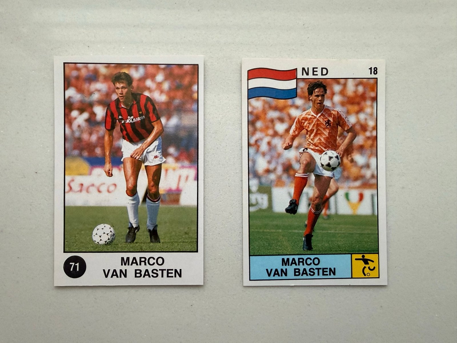 Panini Supersport 1988 Marco van Basten 2x, Verzenden, Gebruikt, Buitenlandse clubs, Spelerskaart