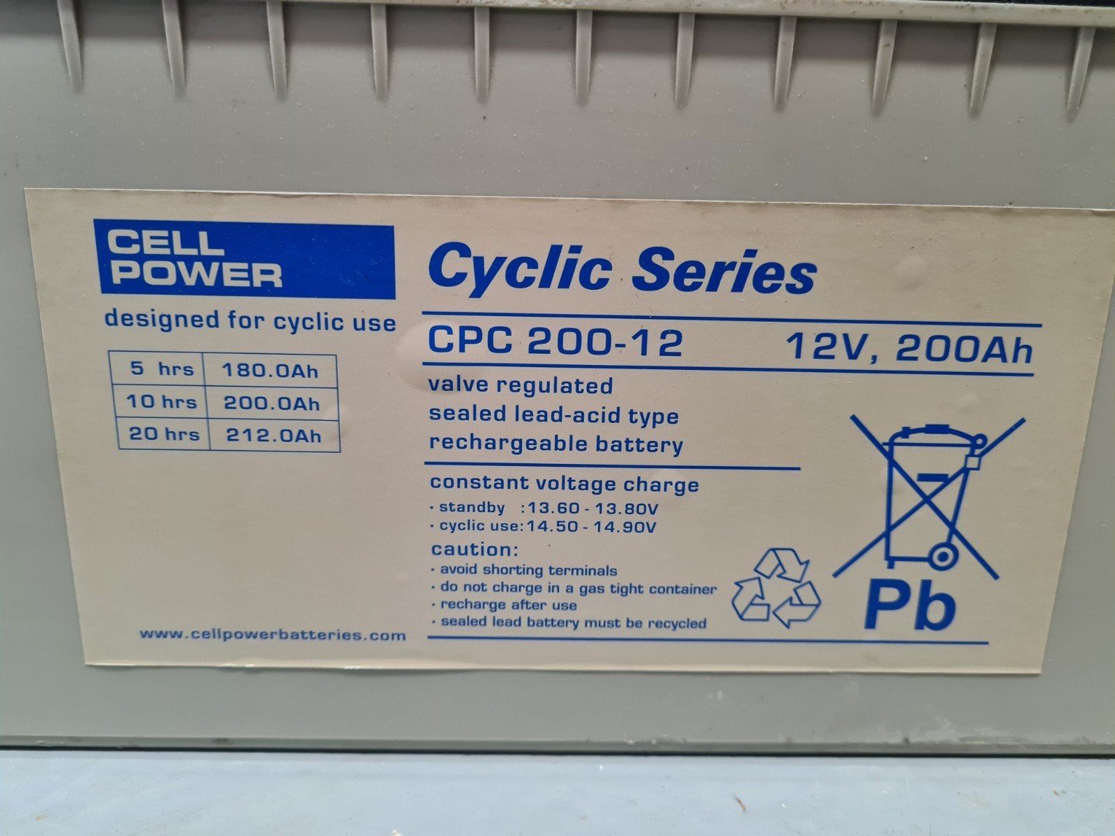 Cell Power Cyclic Series CPC 200-12 Accu (2 stuks), Ophalen, Gebruikt