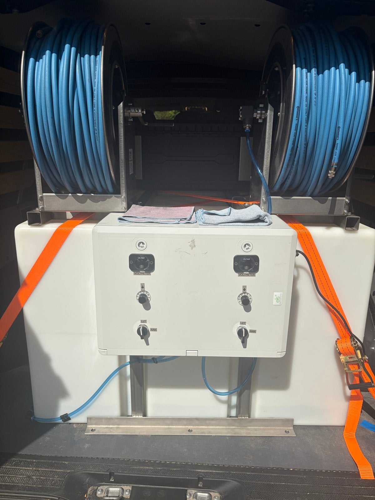 Tuckerpole/telewash dubbele haspel 100m waterkabel, Ophalen, Zo goed als nieuw
