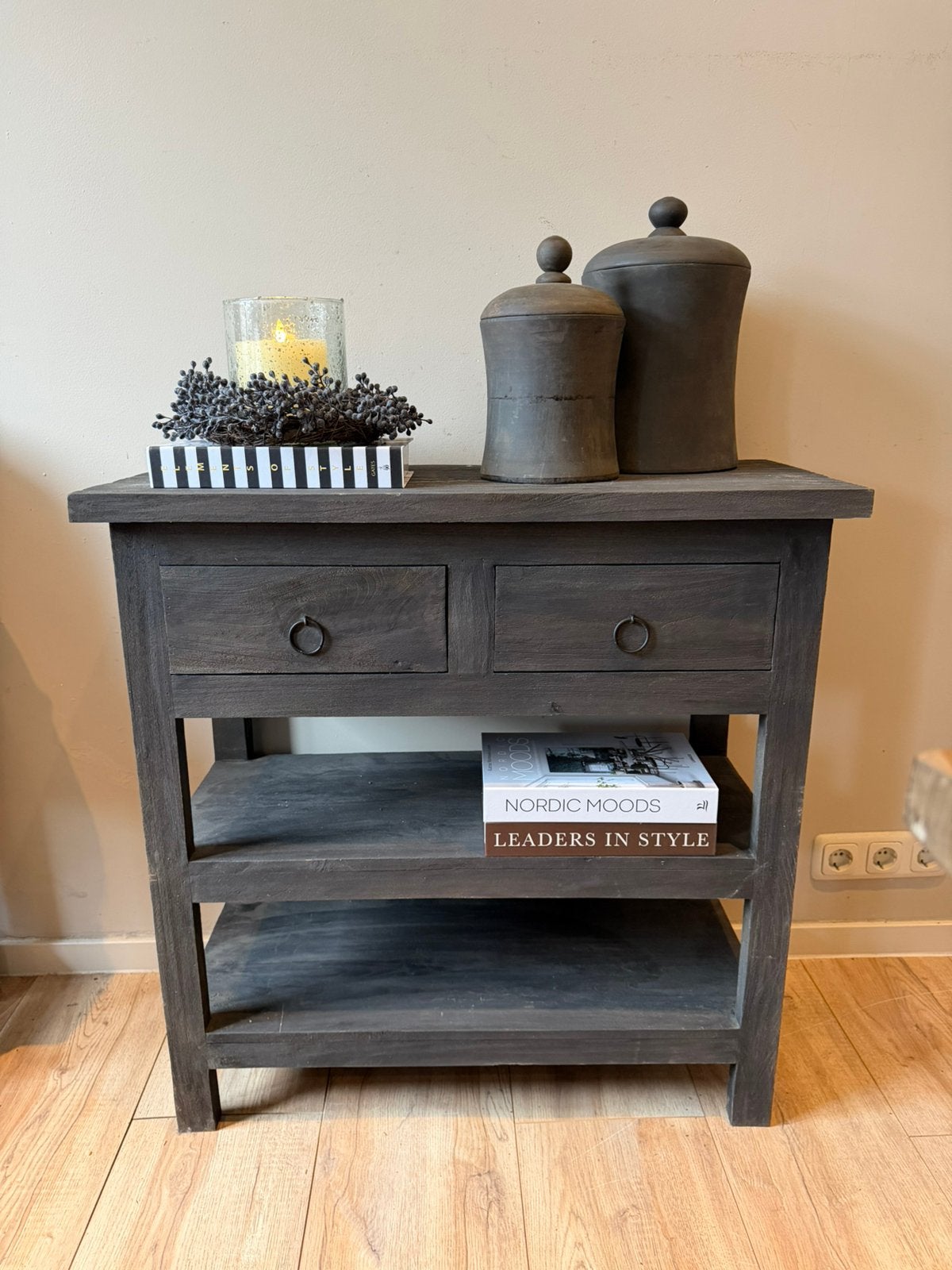 Leuk grijs ladekastje - sidetable 80 cm, Ophalen, 1 of 2 laden, Nieuw, 50 tot 100 cm