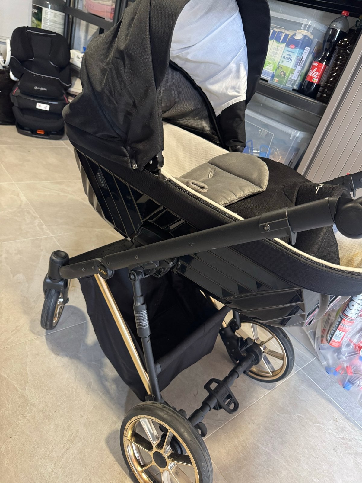 KUNERT Kinderwagen 3-in-1 Combiwagen Zwart/Goud, Kinderen en Baby's, Buggy's, Ophalen of Verzenden, Gebruikt, Overige merken