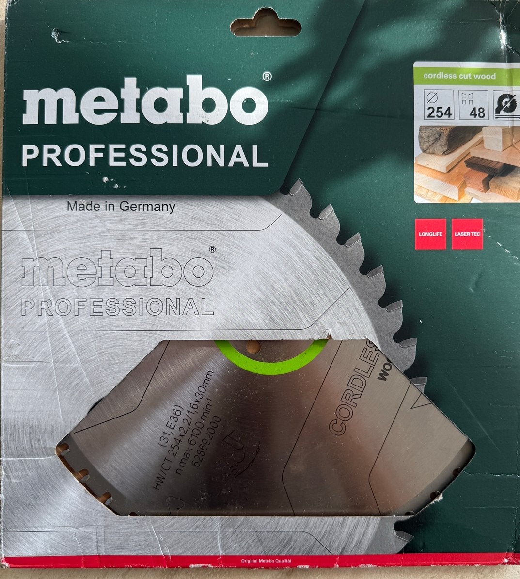 Metabo Professional Zaagblad 254x30mm Z48 Cordless Cut Wood, Ophalen of Verzenden, Nieuw