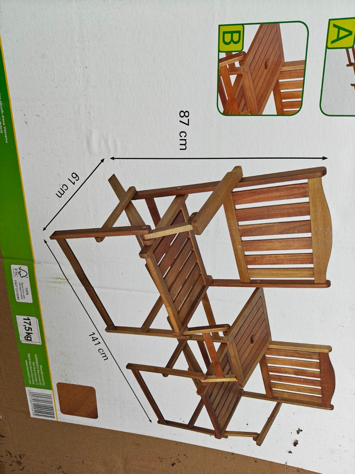 Nieuwe 2-persoons bank LOREA van acaciahout (FSC), Ophalen, Nieuw, Hout