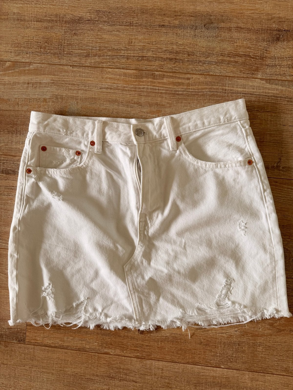 Witte spijkerrok van Mango, maat L, Wit, Maat 42/44 (L), Nieuw, Ophalen of Verzenden