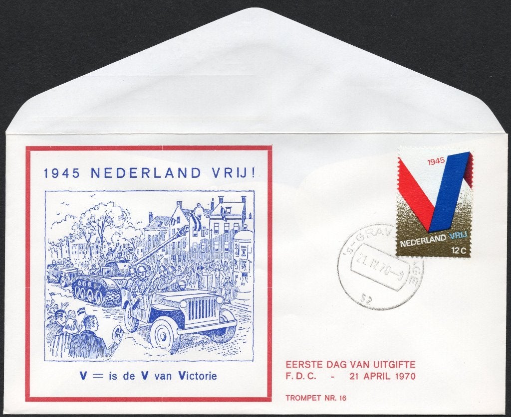 Bevrijdingsherdenking 1970 - V van Victorie, Postzegels en Munten, Brieven en Enveloppen | Nederland, Verzenden, Envelop