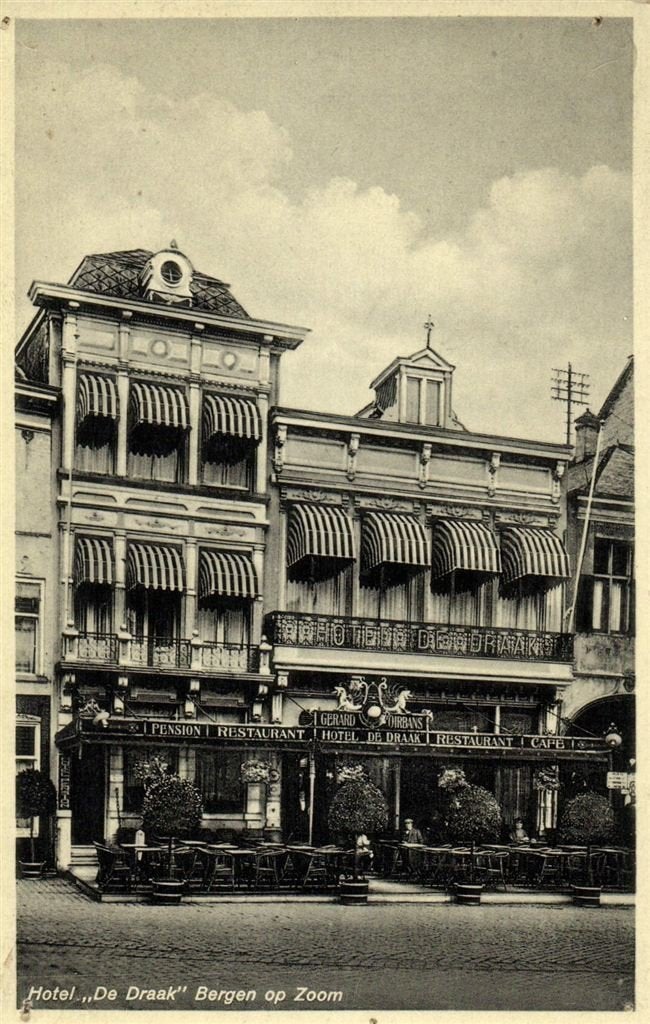 Hotel De Draak Bergen op Zoom - B-keus - ongelopen, Ophalen of Verzenden, 1940 tot 1960, Ongelopen, Noord-Brabant