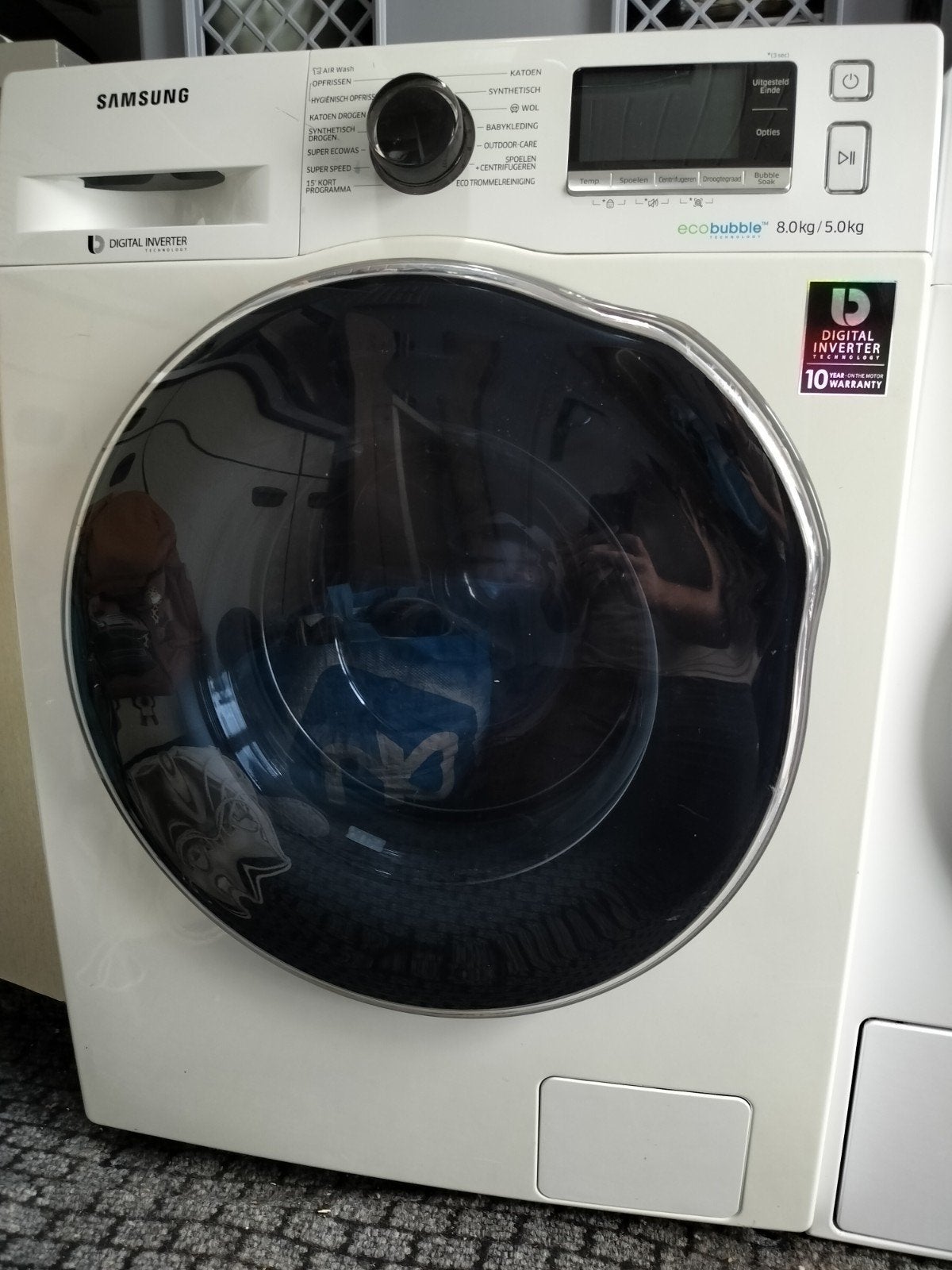 Samsung EcoBubble Wasmachine en droger 8kg/5kg wasdroogcombi, 8 tot 10 kg, Ophalen, Gebruikt, 85 tot 90 cm