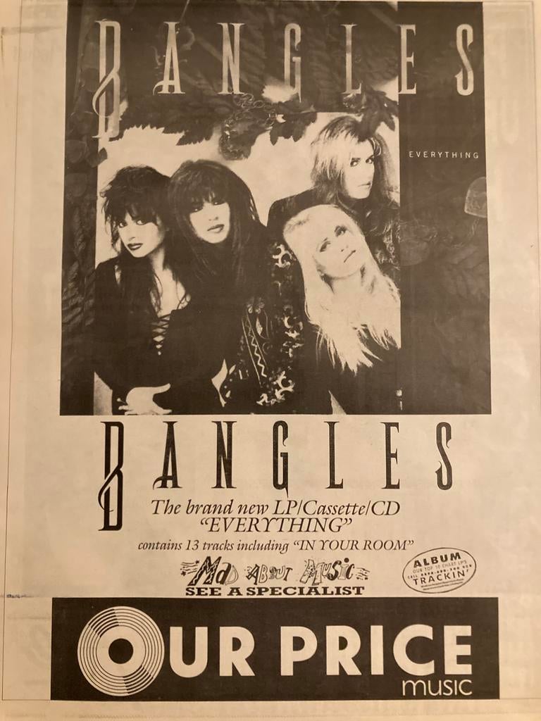 THE BANGLES Everything release A3 advertentie, Cd's en Dvd's, Vinyl | Pop, Ophalen of Verzenden, Zo goed als nieuw
