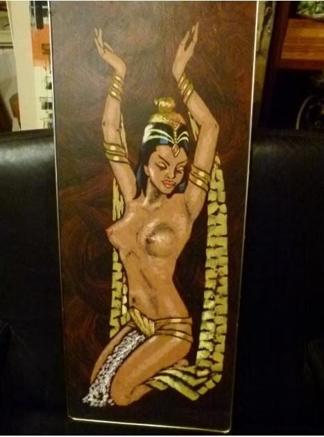 vintage schilderij naakt tempeldanseres 50er Frankrijk, Verzamelen, Ophalen, Huis en Inrichting