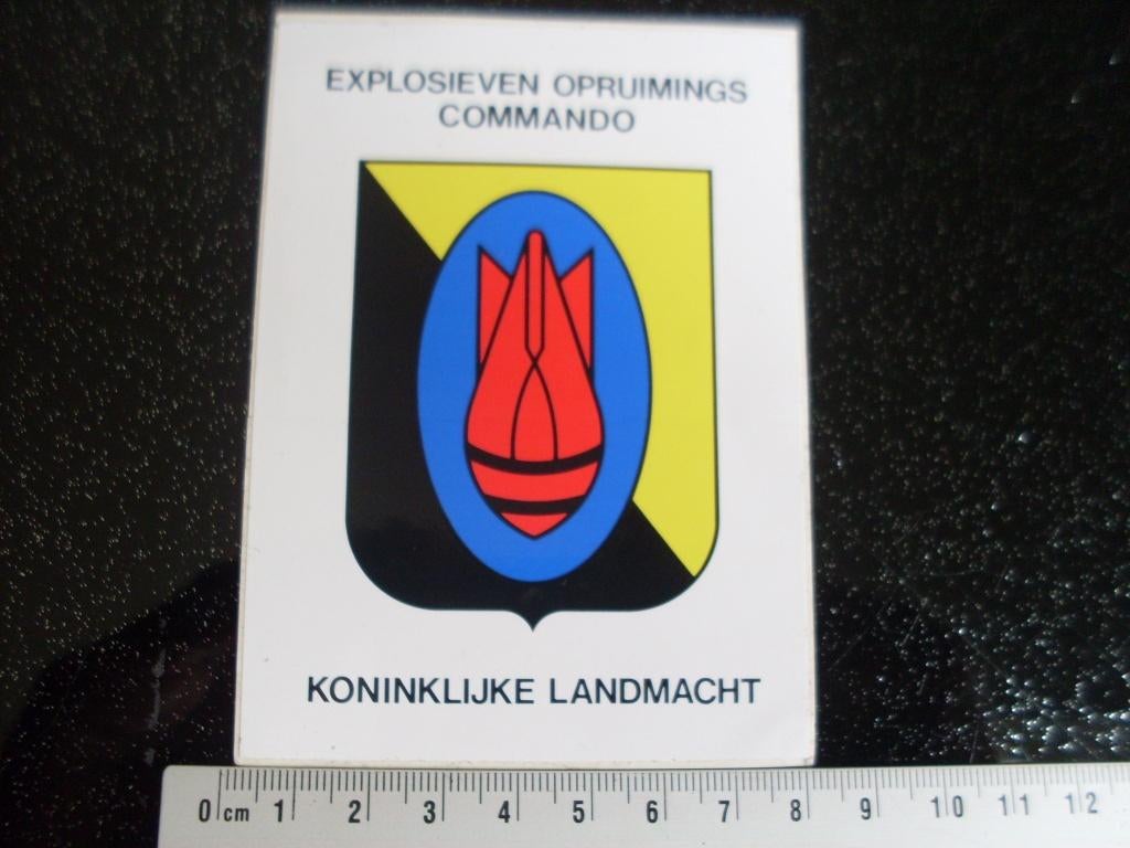 sticker explosieven opruimings commando KL leger logo, Verzamelen, Stickers, Zo goed als nieuw, Bedrijf of Vereniging, Verzenden