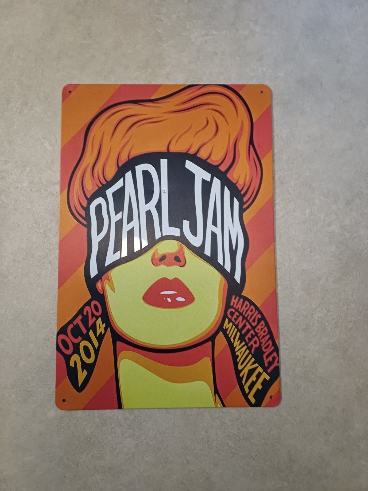 Pearl Jam Concert Milwaukee 2014 Reclame Bord, Rechthoekig Staand, Ophalen of Verzenden, Zo goed als nieuw, A1 t/m A3
