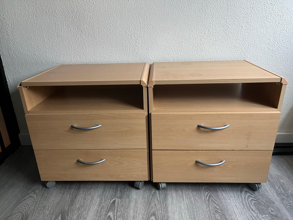 2 nachtkastjes met lade, Huis en Inrichting, Slaapkamer | Nachtkastjes, Ophalen, Gebruikt, Minder dan 45 cm, Minder dan 55 cm