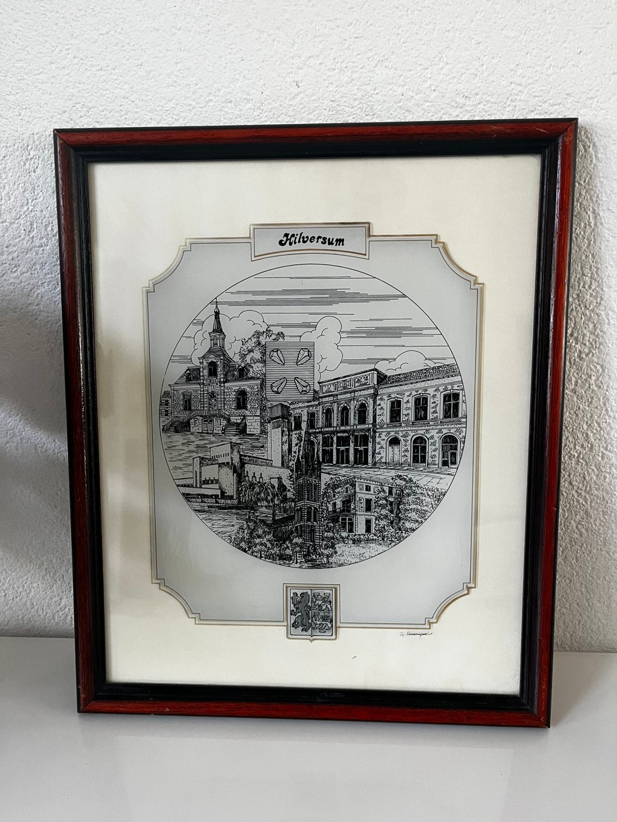 Glasgravure ingelijst Hilversum door Gerard Swaenepoel, Ophalen